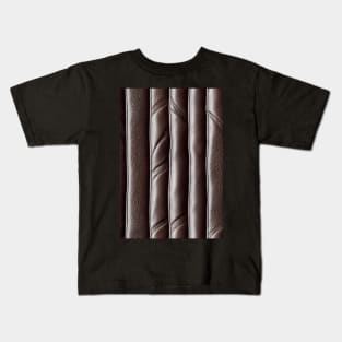 Dark Brown Padded Leather Stripes, natural and ecological leather print #75 Kids T-Shirt